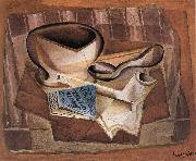 Juan Gris Bottle book and soup spoon oil painting reproduction